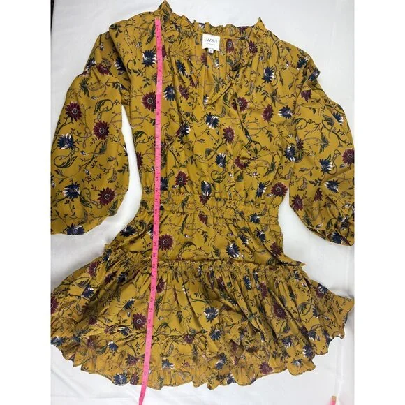 Misa Los Angeles, Lorena Dress Yellow Floral Boho Chic Medium Orig. $329 - Picture 9 of 10
